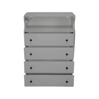 Môžem nájsť kancelársku skriňu so 6 zásuvkami a zrkadlovým povrchom?